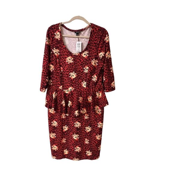 Torrid red leopard print dress with skulls 1X NWT - Picture 1 of 4